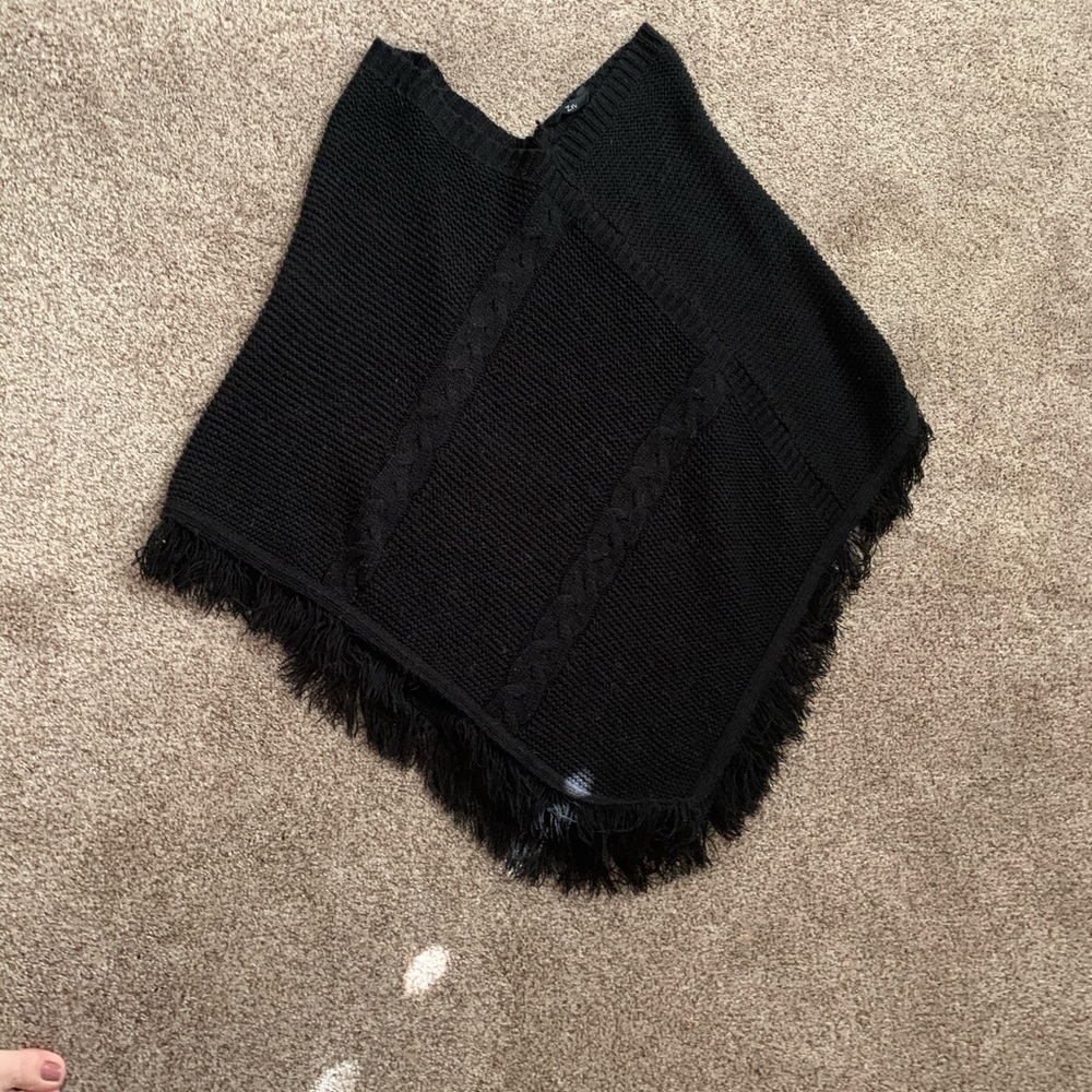 Woven black poncho